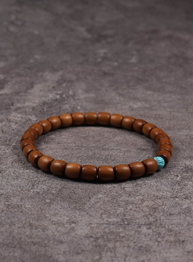 Pohier原矿绿松石印度老山檀手链