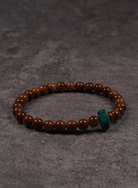 Pohier原矿绿松石库克佛珠手链