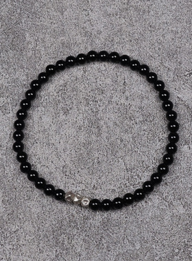 POHIER手工银珠绿松石黑玛瑙手链