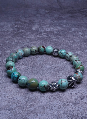 pohier喜儿原矿绿松石十字架手链