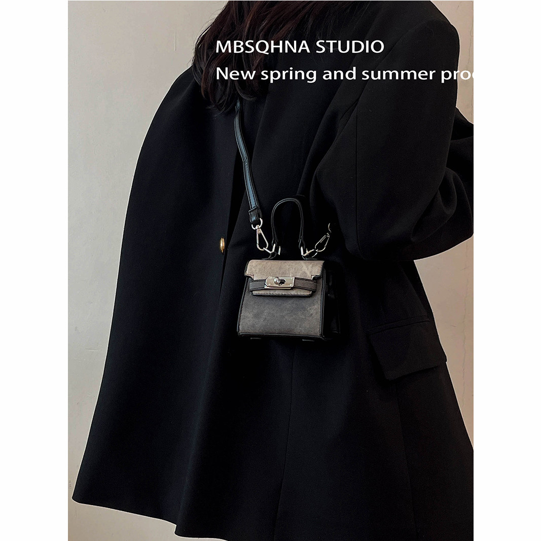 MBSQHNA洋气复古迷你口红包包女2024新款时尚凯莉包斜挎小方包潮,淘宝优惠券,粉丝福利购,淘宝优惠卷