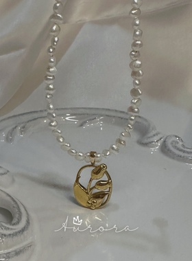 郁金香 时髦精港风天然珍珠巴洛克风格项链 小香风复古百搭珍珠链