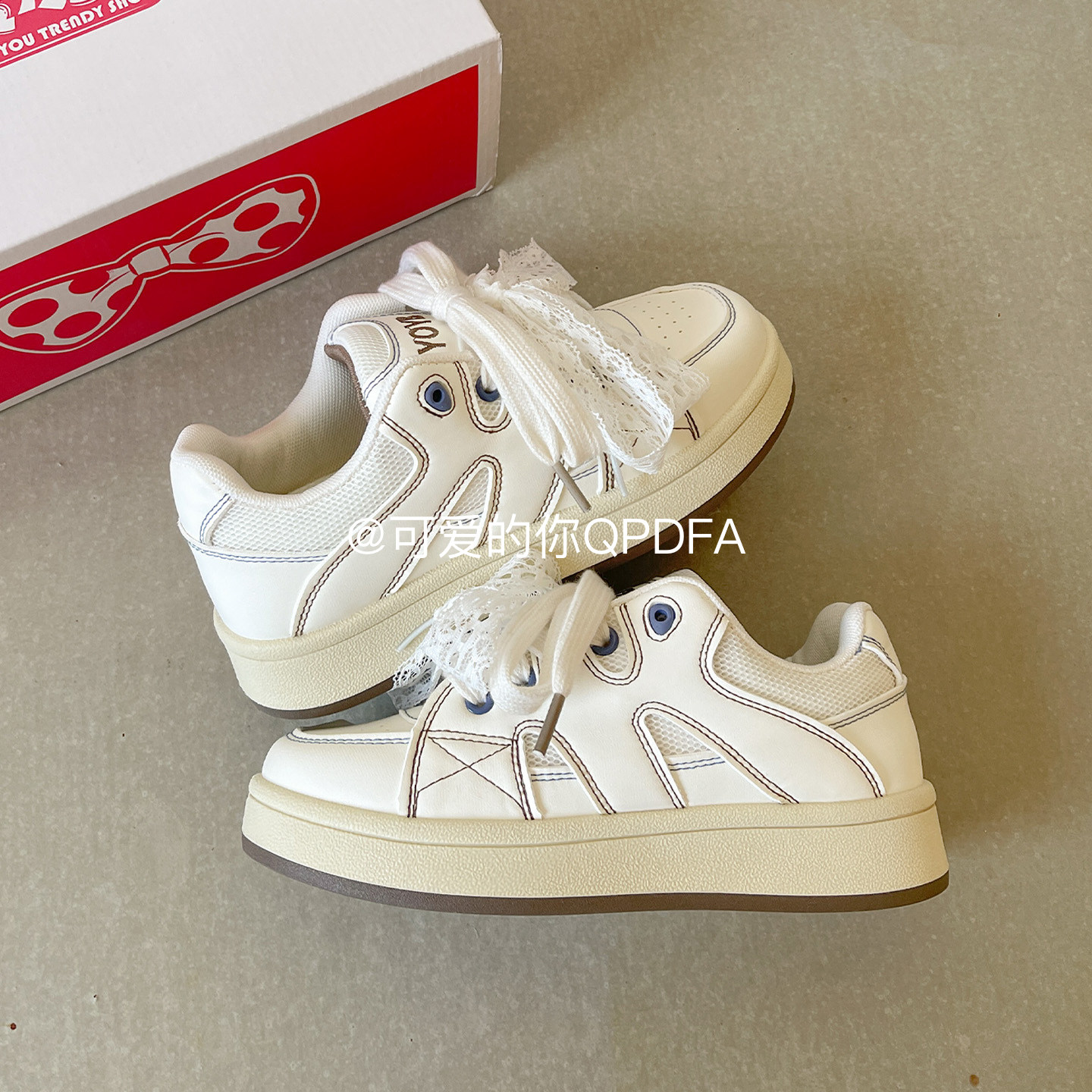 可爱的你 休闲板鞋子女款2026新款春季厚底小白鞋ins潮百搭面包鞋,淘宝优惠券,粉丝福利购,淘宝优惠卷