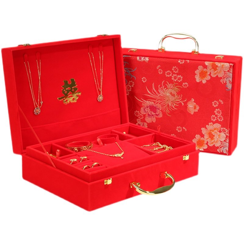 黄金珠宝首饰盒收纳盒结婚新娘订婚彩礼首饰套装提亲聘礼盒首饰箱,淘宝优惠券,粉丝福利购,淘宝优惠卷