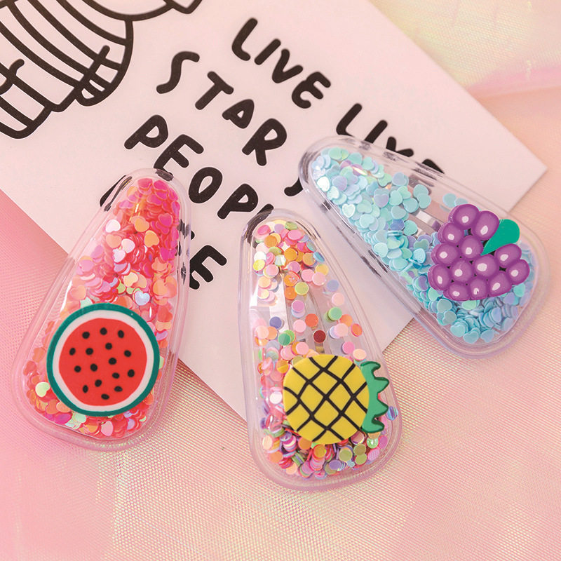 Children's quicksand fruit hair clip cute baby headwear bb clip Korean style girl girl heart side broken hair small clip