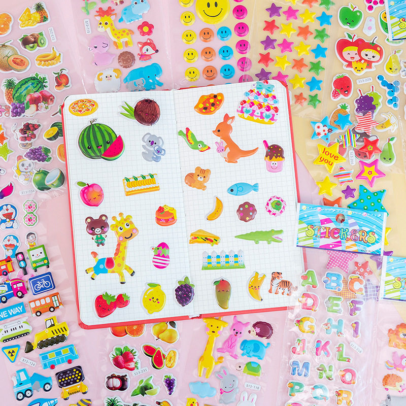 Children's cartoon stickers 3D bubble cute kindergarten early education reward boy baby girl sticker