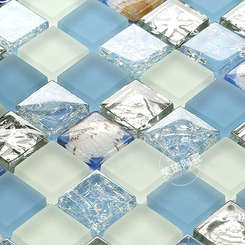 Синий зеленый средиземноморский мозаичный ледяной стеклянный фон