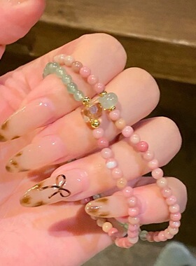 青果豆蔻~天然红纹石东陵玉手链女款双层手串珠手链轻奢小众精致