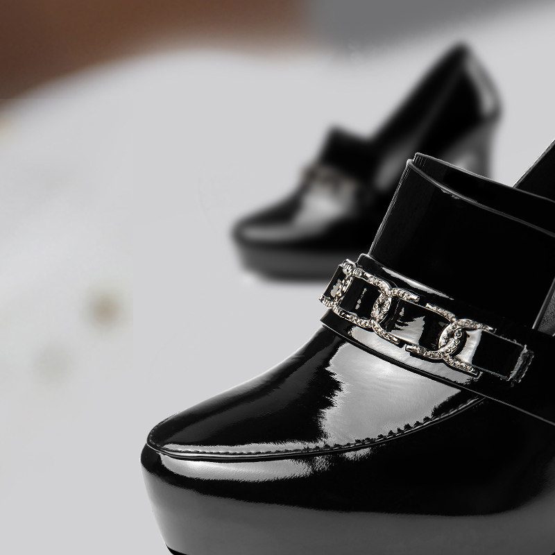 酒红色粗跟单鞋女漆皮2025年秋季新款深口职业真皮防水台高跟鞋,淘宝优惠券,粉丝福利购,淘宝优惠卷