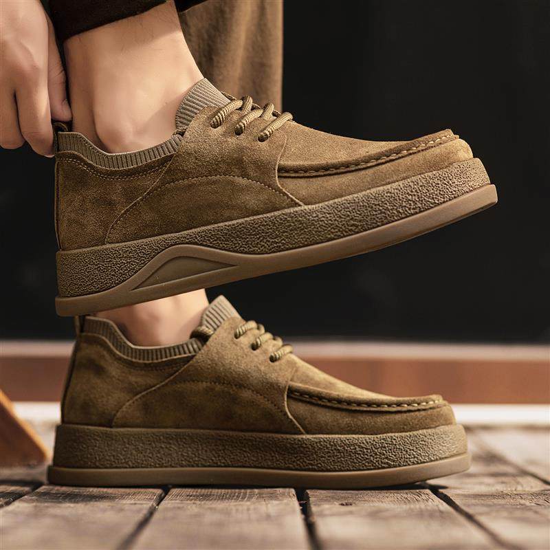 乐福鞋男秋冬季潮流翻毛皮覆古休闲男鞋2025新款软底百搭豆豆皮鞋,淘宝优惠券,粉丝福利购,淘宝优惠卷