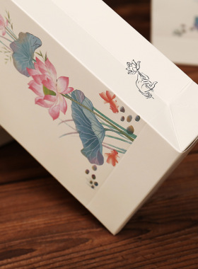 古风手提袋伴手礼物长条纸袋新中式荷花礼品盒子配套袋子现货批发