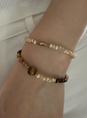 南西Handmade原创设计招财小鱼手串天然贝壳串珠手链叠戴不掉色