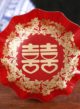 红色中式婚礼塑料亚克力干果盘