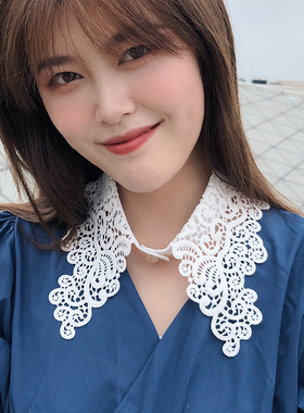 配饰蕾丝方块春夏季白色衬衣领