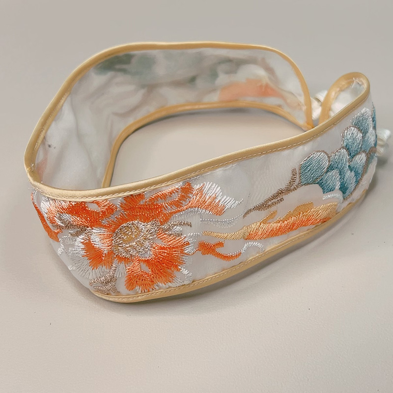 原创祥云国风新中式彩色刺绣盘扣假领子女欧根纱双层旗袍领COS风 - 图3