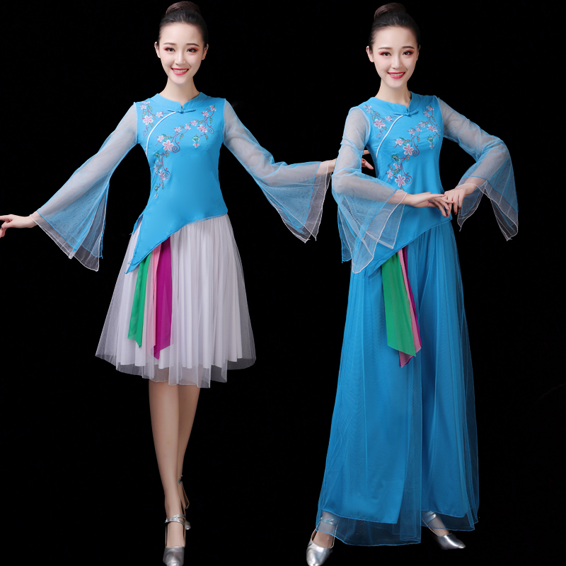 形体舞蹈练功服女套装春秋新款古典舞中国舞训练服形体服纱衣飘逸 - 图2