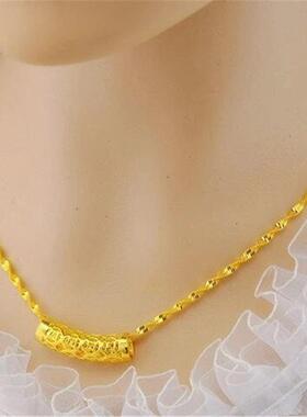 越南沙金项链女士招财纳福真金色吊坠时尚百搭黄金色项链送礼