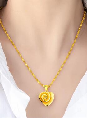 叶子越南沙金项链女款黄金色久不掉色性感锁骨链转运桃心吊坠饰品