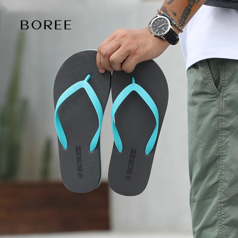 Boree/宝人人字拖男士新款石墨烯橡胶防滑夹脚外穿凉拖百搭沙滩鞋 - 图0