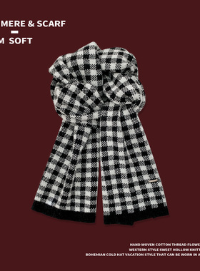 细支珍品澳洲wool100%纯羊毛英伦蓝色小格子围巾冬季保暖情侣围脖