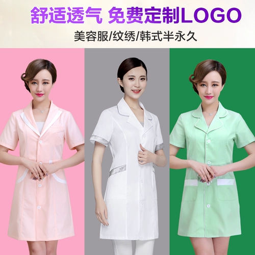 Летний комбинезон, модная униформа медсестры, белый халат, короткий рукав, в корейском стиле, для салонов красоты
