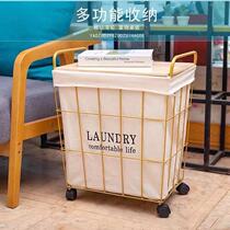 Iron art Dirty Clothes Basket Large Capacity Dirty Laundry Basket Laundry Basket of Divine Instrumental Mobile Home containing basket with lid with wheel