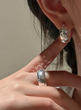 碎冰冰戒指女纯银S925小众设计