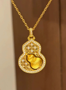 Young平安如意五福临门吊坠女拉丝镶钻转动八方来财锦窗纳福项链