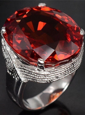 youngebay热卖夸张红鹅蛋形戒指