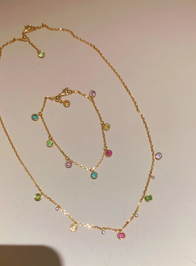 时尚彩虹糖果碧玺项链