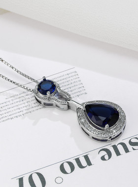 速卖通欧美形吊坠镶钻蓝水晶耳钉