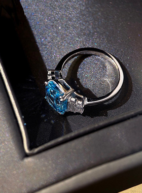 戒指young托帕蓝仿莫桑结婚礼物