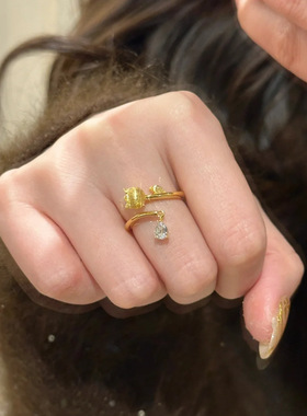 超美灵动铃兰花小水滴拉丝戒指女