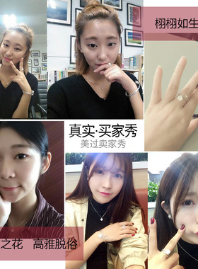 莲花戒指银女开口日韩潮Young