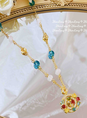 法式项链琉璃糖果水晶吊坠