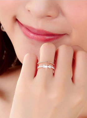 蝴蝶结双层开口戒指欧美外贸流行