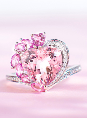 心形摩根石戒指吊坠女