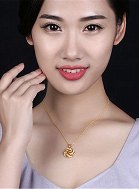 韩版克拉旋转风车项链黄水晶吊坠