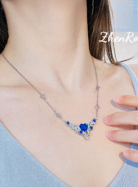 皇家蓝宝石心形项链女