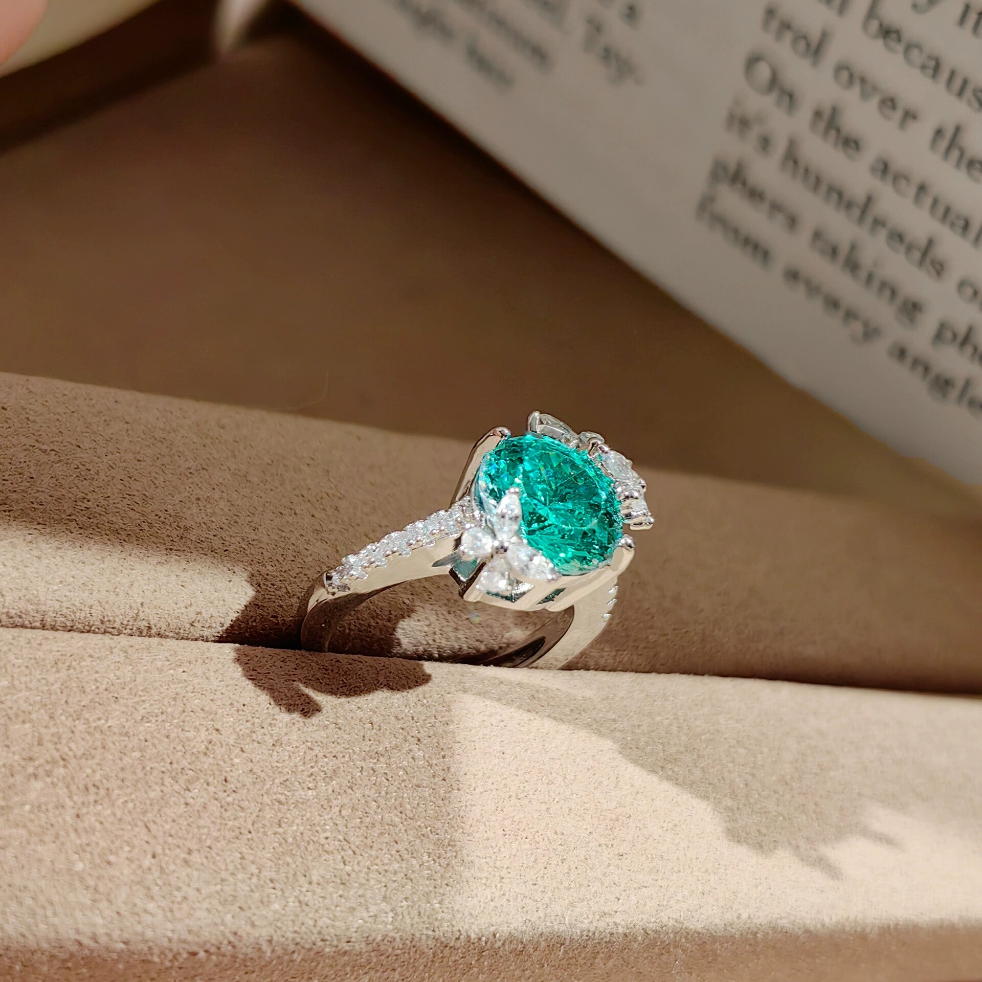 Young fashion light luxury rose red diamond red corundum dragon fruit ring super fairy butterfly design Paraiba women's ring