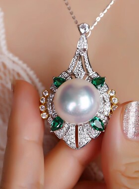 澳白珍珠吊坠项链文艺复古套装