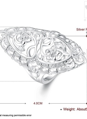 亚马逊镀银镂空戒指欧美风手饰品