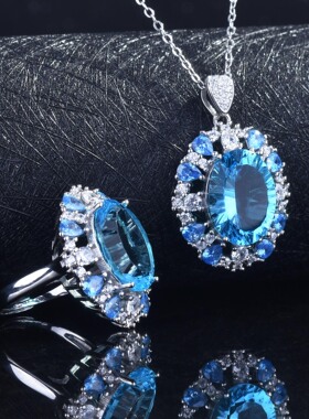 直播珠宝千禧海蓝宝吊坠托帕石