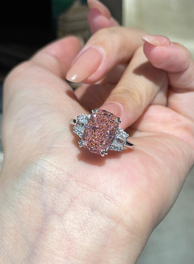 人造粉钻冰花切轻奢戒指