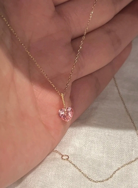 Young小红书爆款时尚轻奢冰清蓝爱心吊坠简约通勤粉钻心形项链女