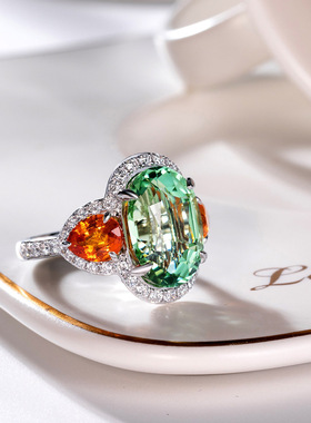 超闪名媛风绿碧玺戒指