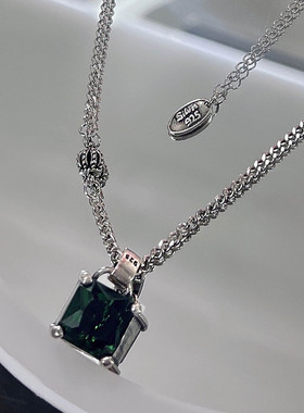 复古泰银皇冠锆石项链女潮ins