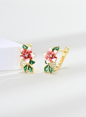 young荣速卖通18k珐琅彩花朵戒指