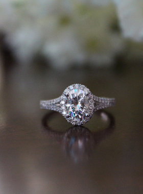 youngs925纯银鹅蛋女带钻钻戒