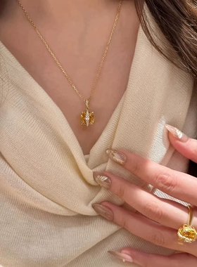 Young四方来财方糖黄福吊坠项链爆闪彩宝纳福耳环大黄冰糖戒指女